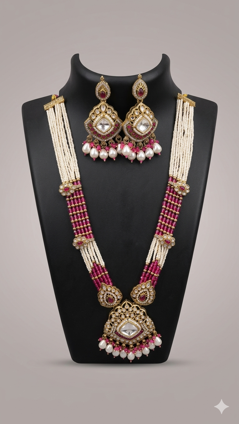The "Mughal Pearl & Ruby Cluster" Kundan Bangle Set