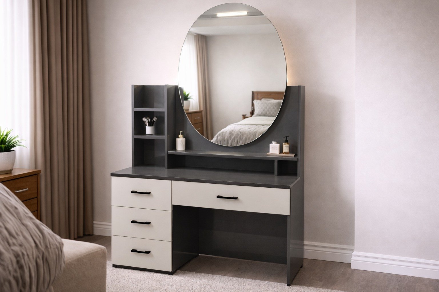 two-tone makeup vanity desk