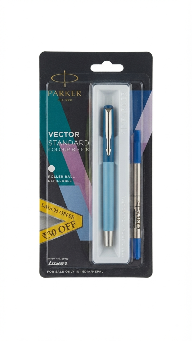 Parker Vector Standard Colour Block Roller Ball Pen (Blue)