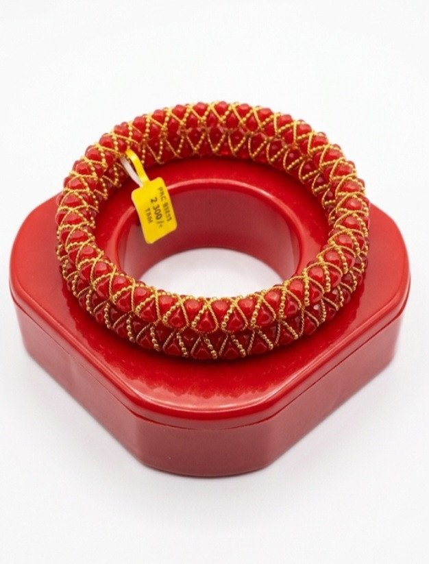 Red Beaded Filigree Bangle