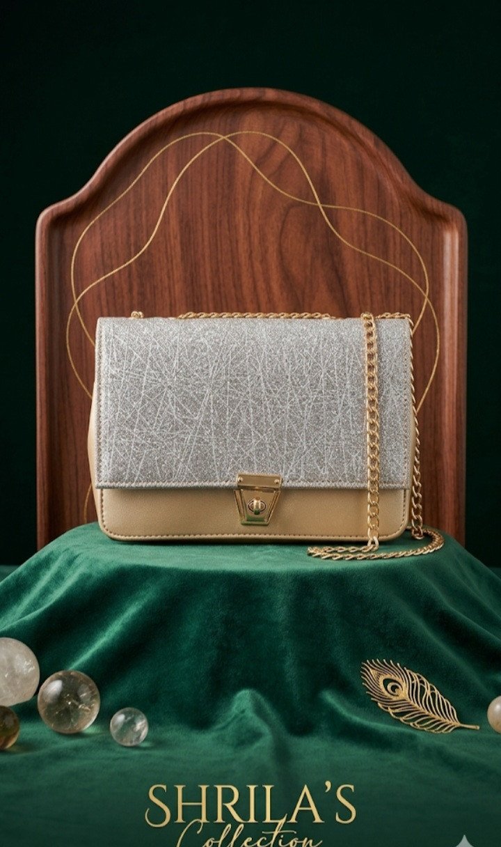 Shrila's Collection Shimmer & Gold Twill Clutch