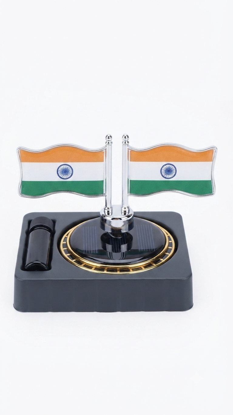 Solar-Powered Indian Flag Car Aromatherapy Ornament