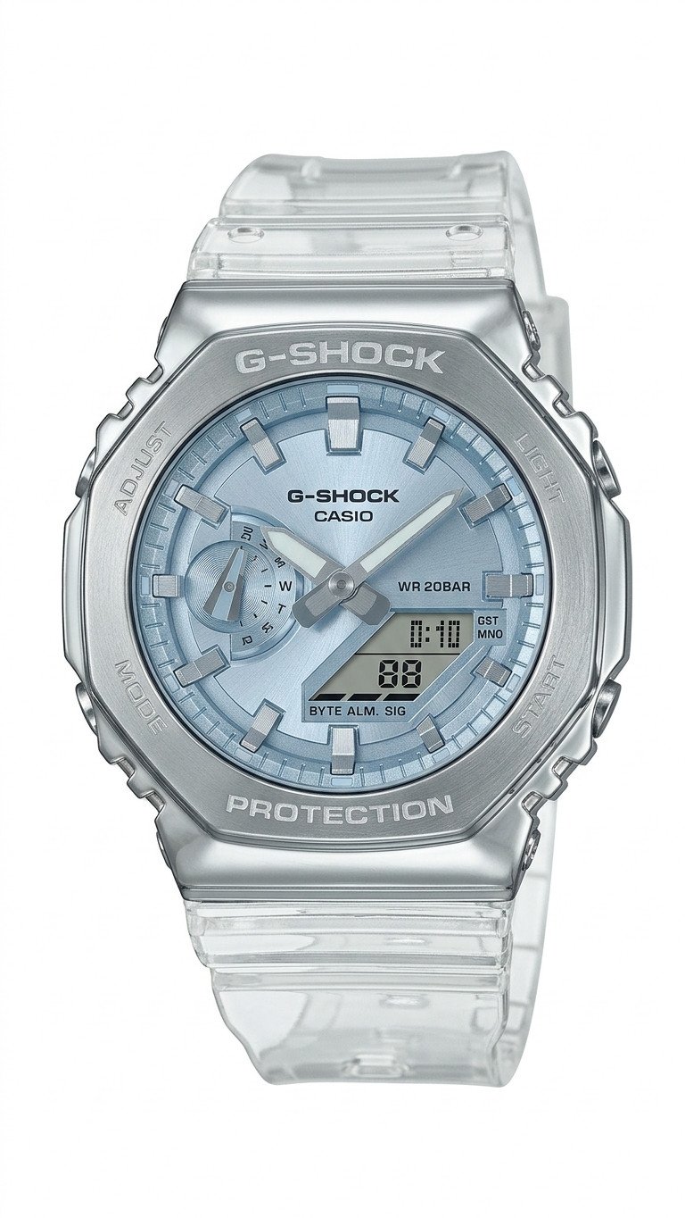 Casio G-Shock GM-2100 Series "CasiOak" with Metal Bezel and Transparent Band watch
