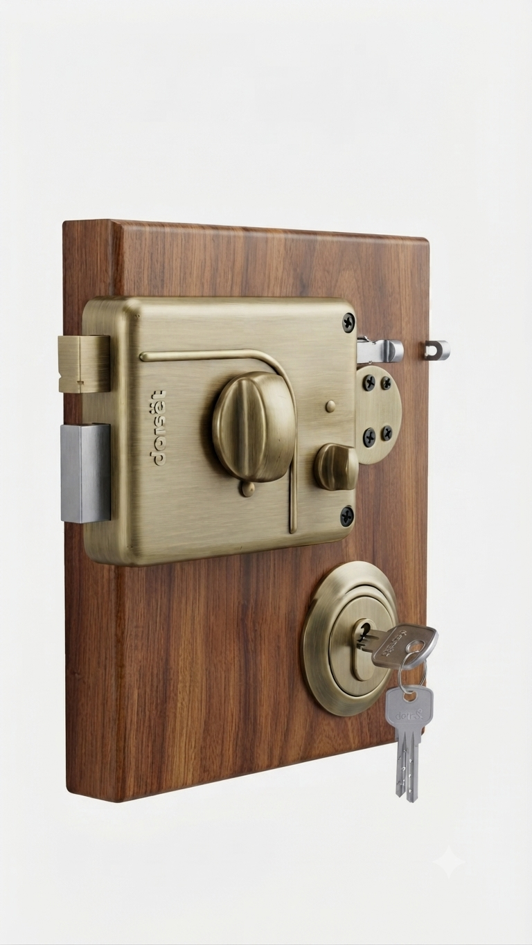 Dorset Rim Lock / Surface Mount Nightlatch Door Lock Mechanism (with cylinder and keys)