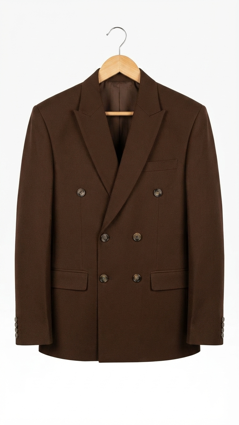 Men’s Dark Brown Double-Breasted Formal Blazer