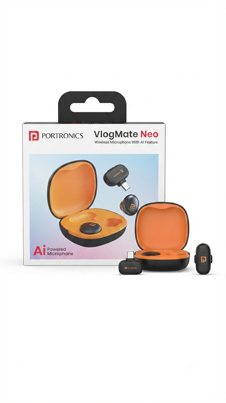 Portronics VlogMate Neo Wireless Microphone With AI Feature