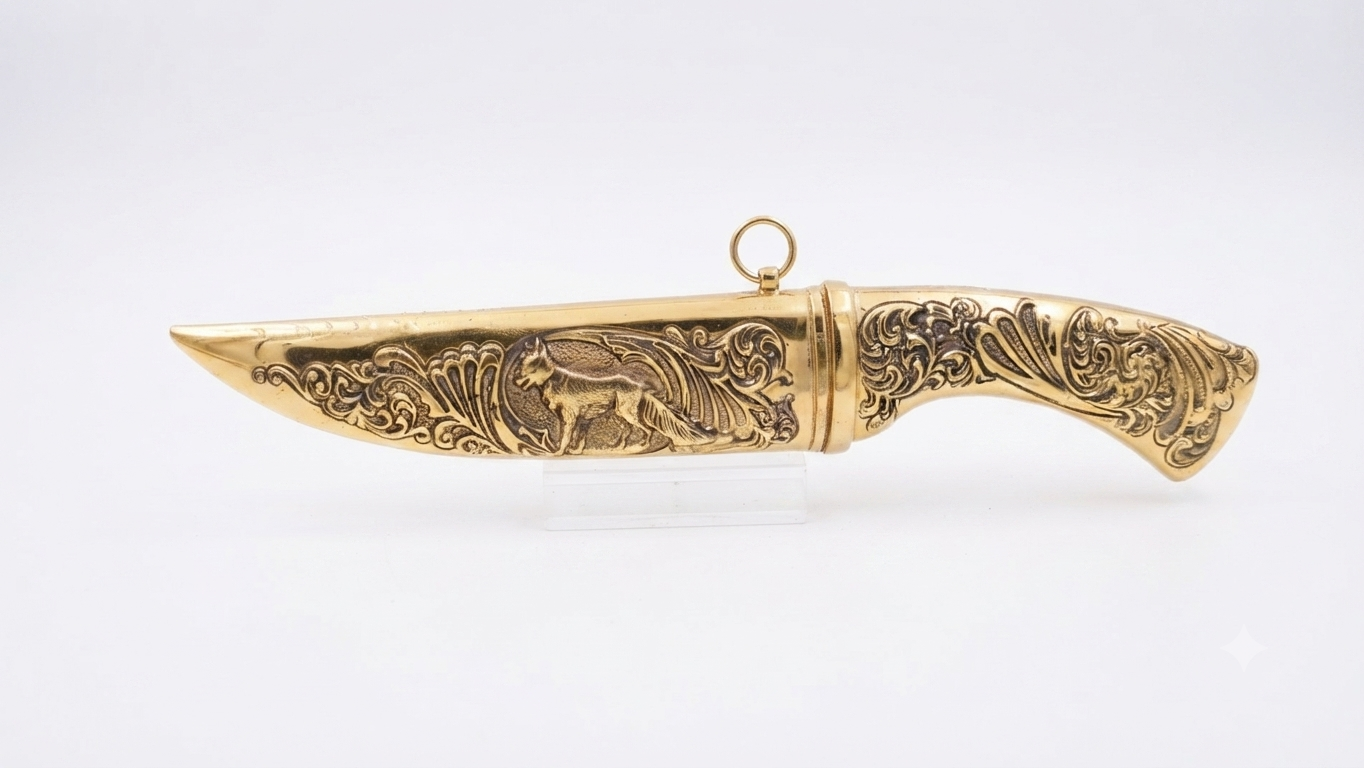Engraved Brass Presentation Dagger with Scabbard sword