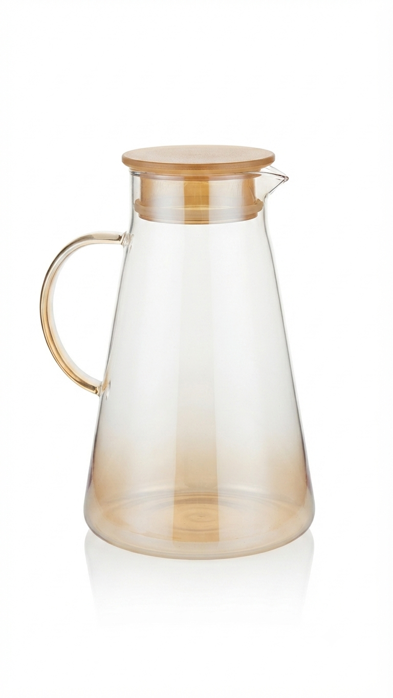 Amber Gradient Glass Pitcher with Lid