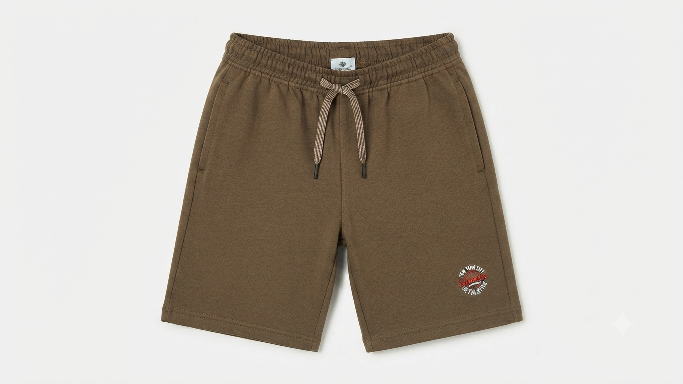 Olive-Brown Fleece Drawstring Shorts