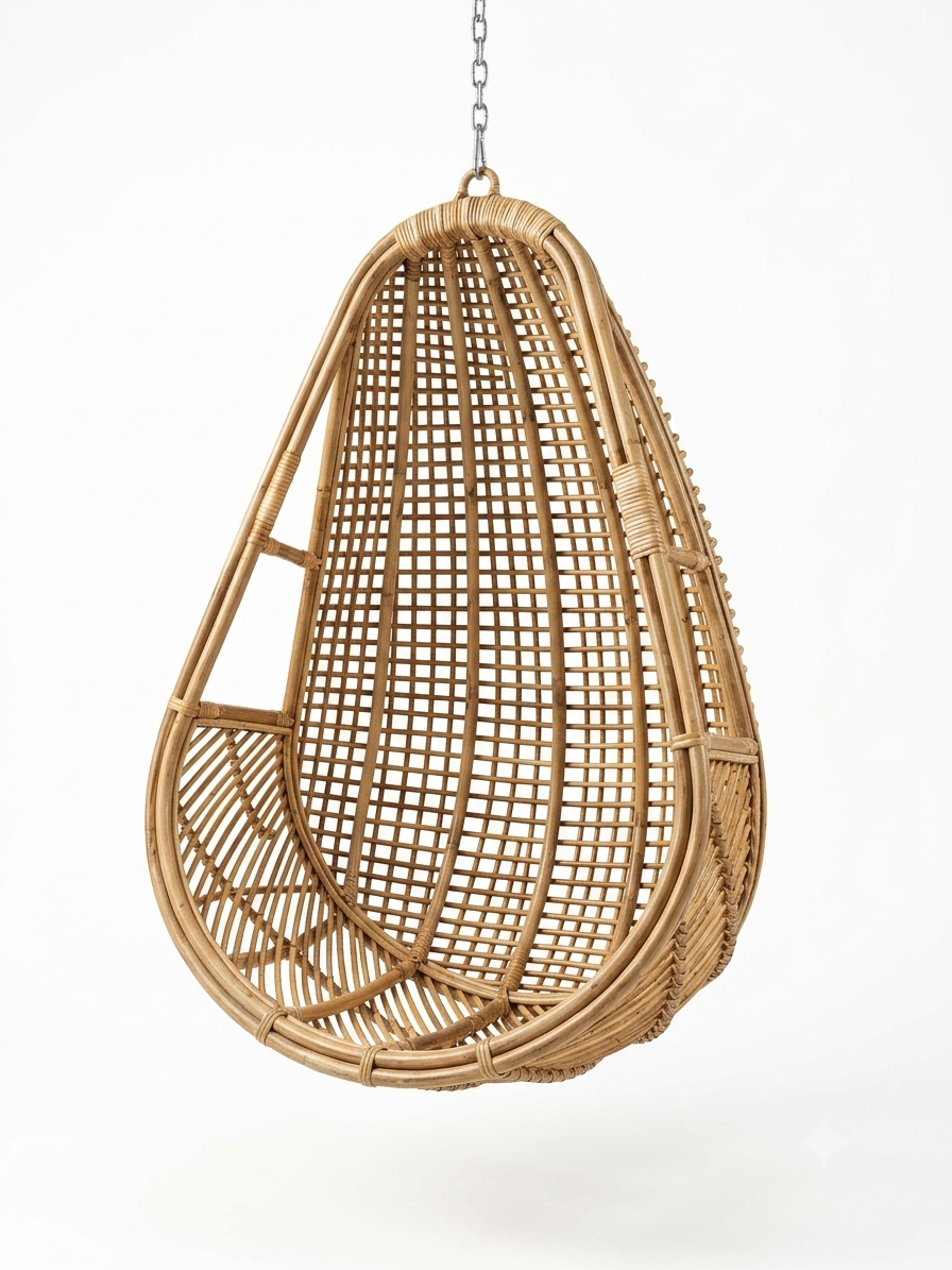 Teardrop-Style Hanging Rattan Swing Chair