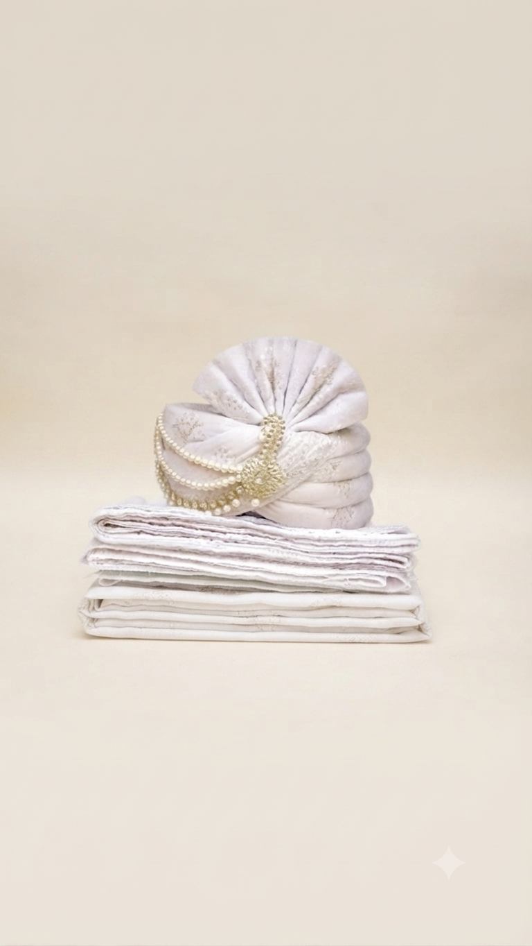 traditional Indian groom's wedding turban (pagri) and swal