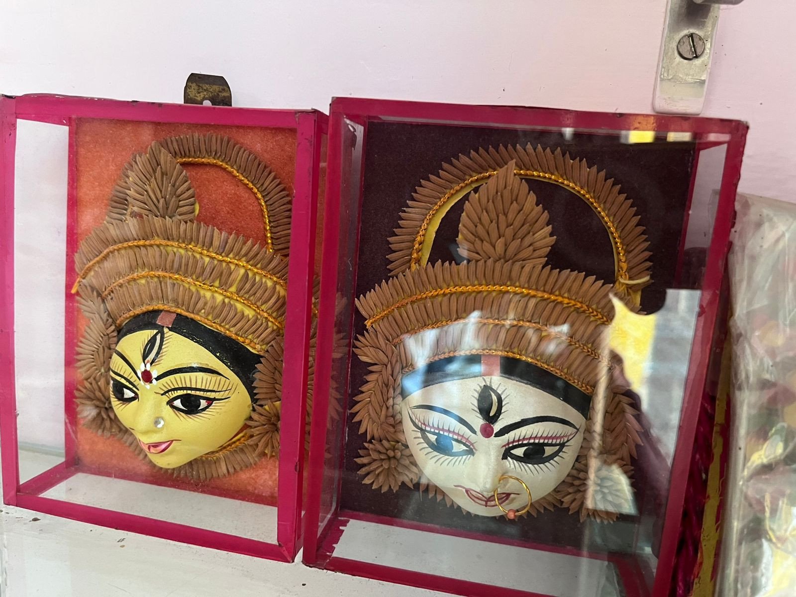 Traditional Paddy Grain (Dhaan) Art: Goddess Durga Masks