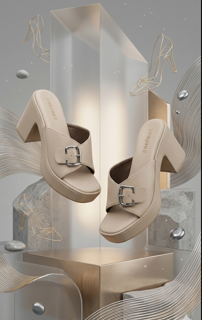 Beige Platform Mule Sandals