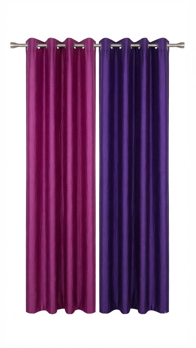 Two-Tone Magenta and Royal Purple Grommet Curtains