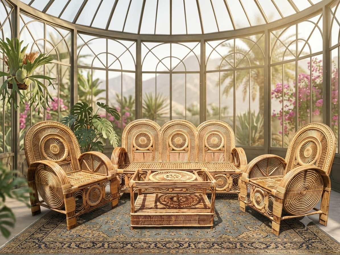 The Artisan "Sunburst" Rattan Lounge Suitey