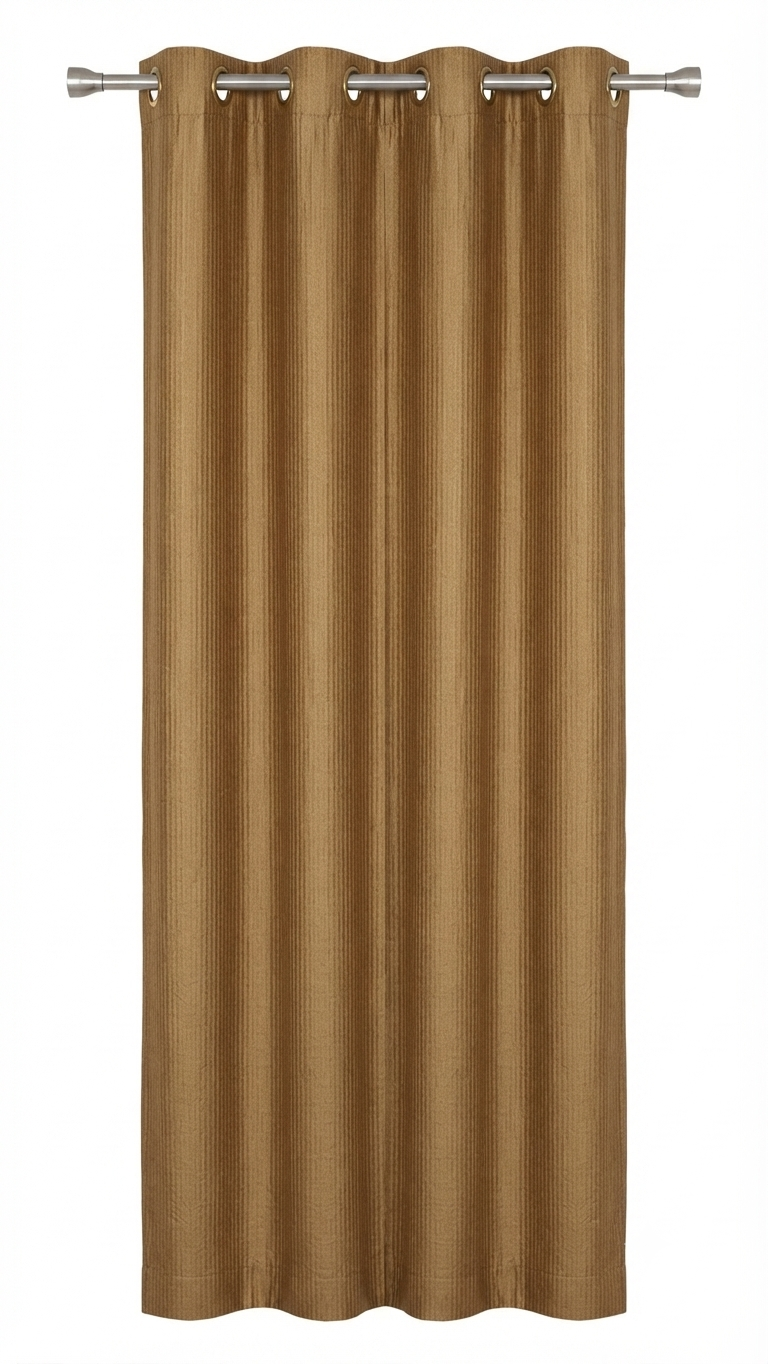 Textured Gold-Brown Grommet Curtain