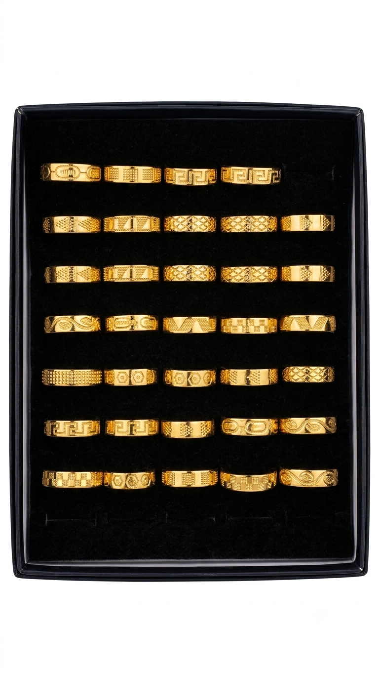 Men's Gold-Plated Band Ring Assortment