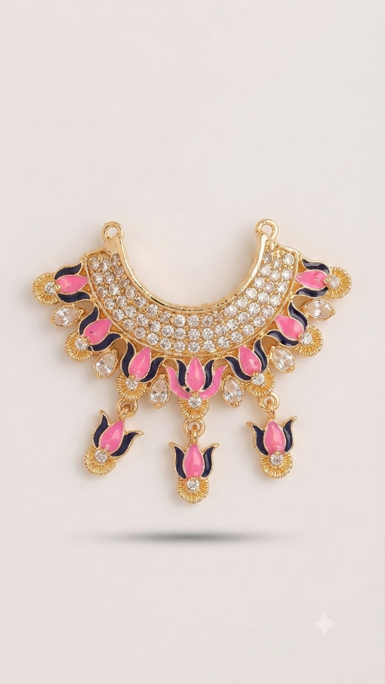 Ornate Kundan & Enamel Deity Crown Ornament