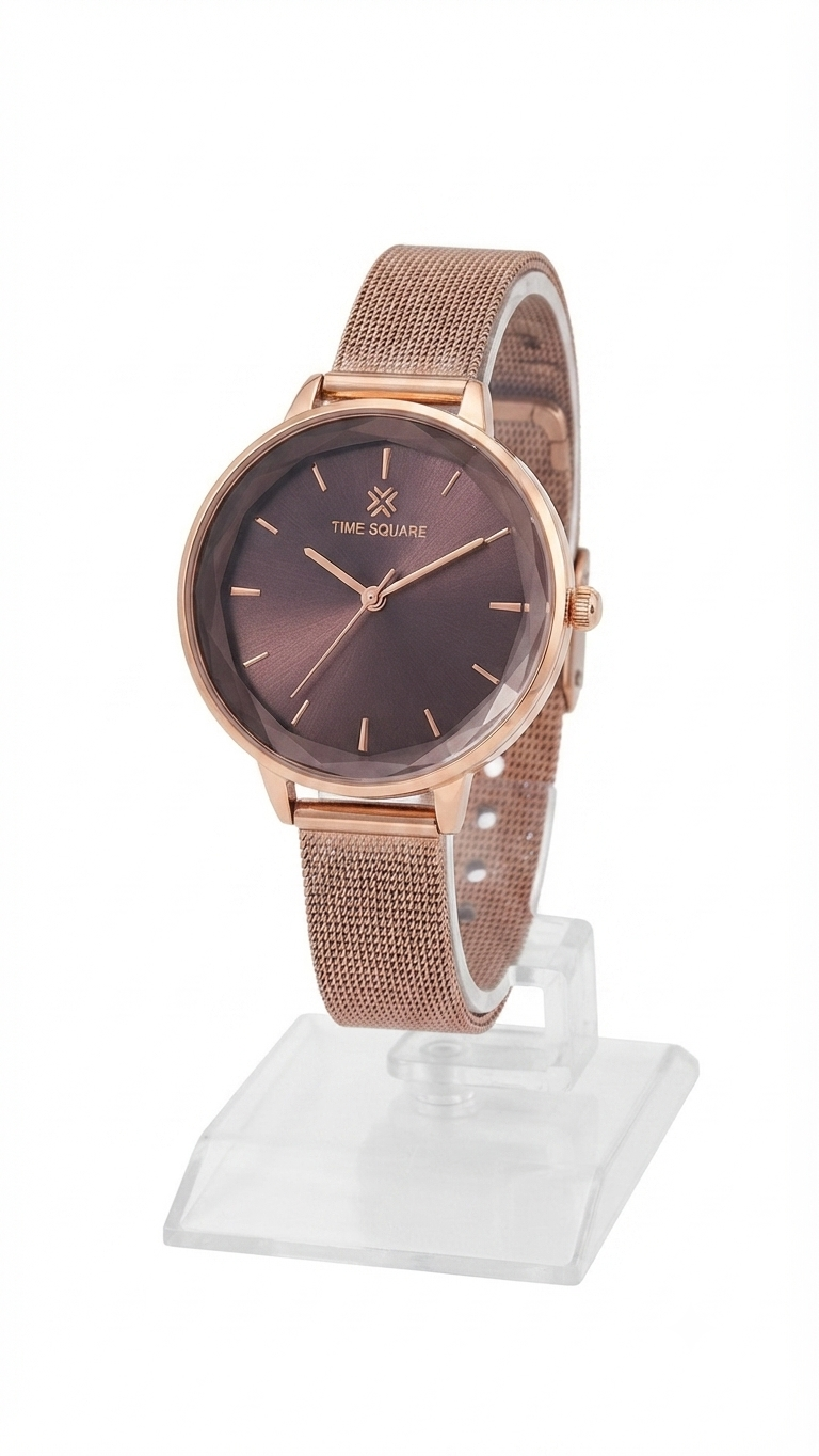 Time Square Rose Gold-Tone Mesh Watch