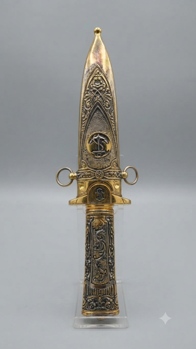 Ornate Engraved Brass Ceremonial Dagger
