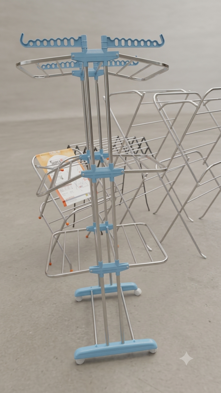 3-Tier Foldable Stainless Steel Cloth Drying Stand