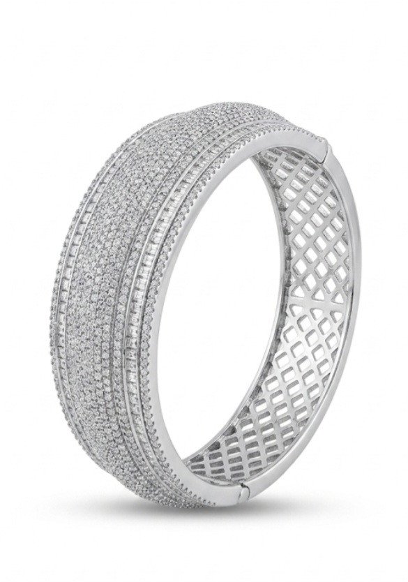 Wide Pave-Set Lattice Bangle