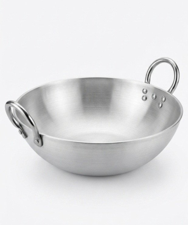 Heavy-Duty Aluminum Kadai (Wok) - Smooth Handle Variant no 13