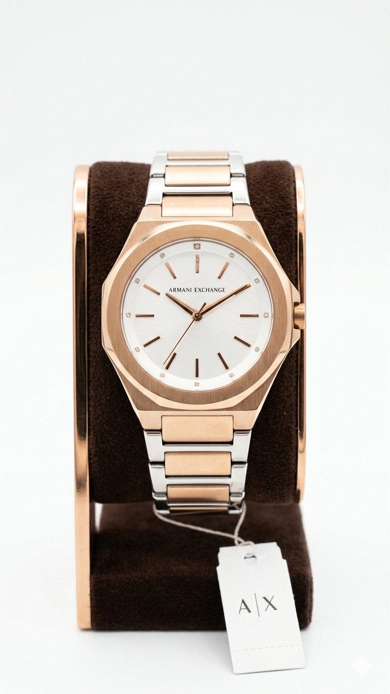 Armani Exchange (AX) Hampton Women's Two-Tone Octagonal Watch with Diamond Accent