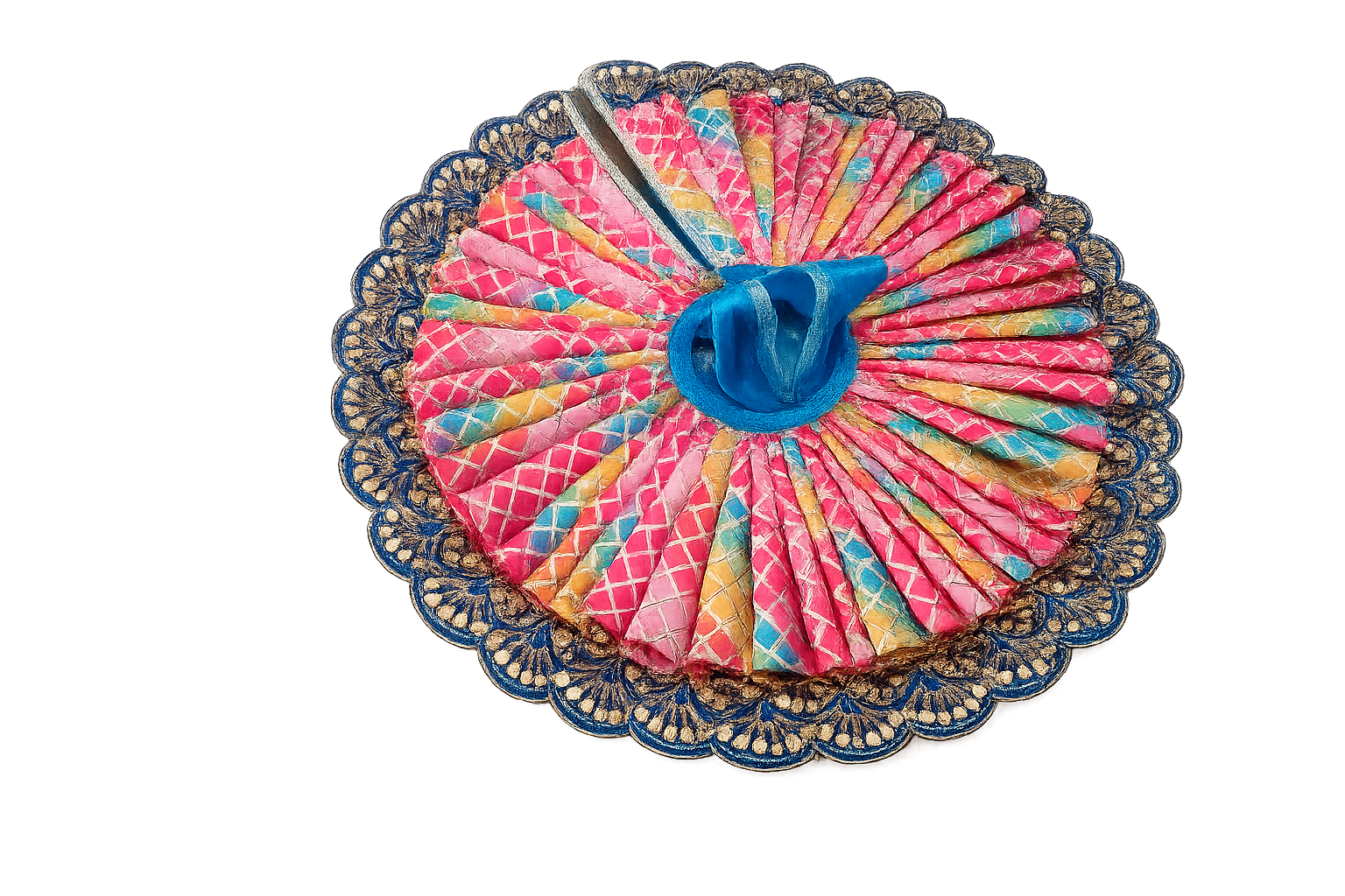Multicolor Laddu Gopal Fan Poshak / Decorative Peacock Dress Set