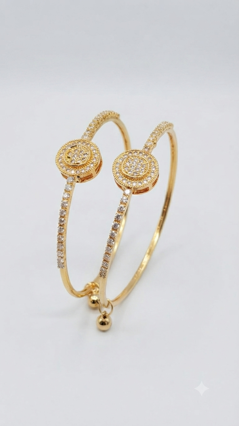 Gold-Plated CZ Stone Openable Bangles