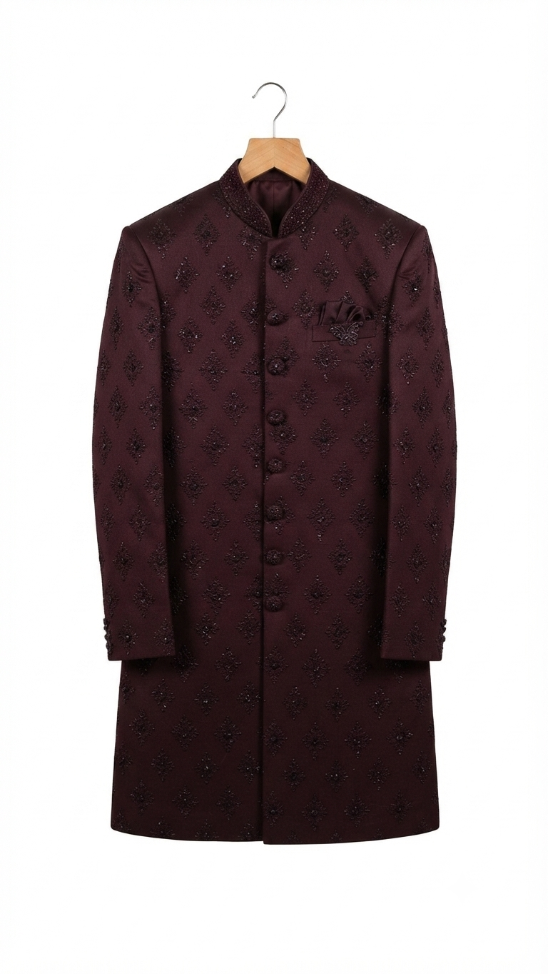 dark maroon Sherwani