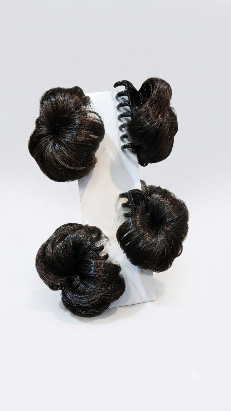 Product Collection: Synthetic Hair Bun Extensions with Claw Clips