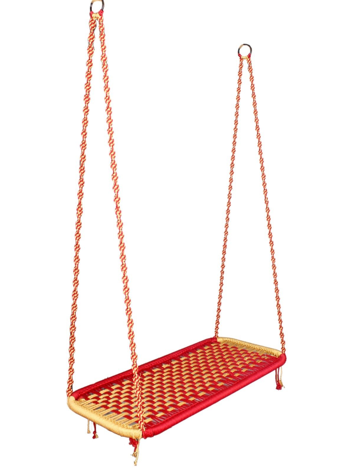 Traditional Handwoven Wicker and Rope Swing (Jhula)