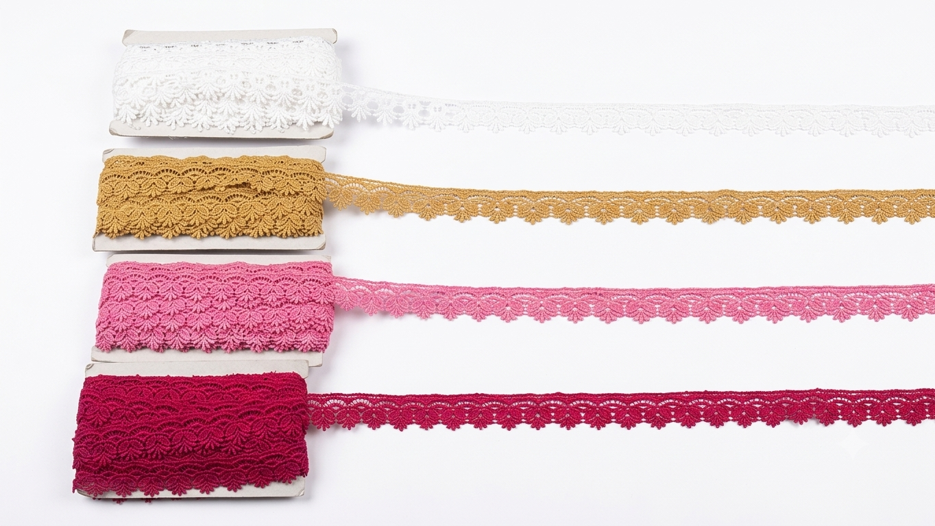 Assorted Ornate Scalloped Lace Trim Set - 4 Colors