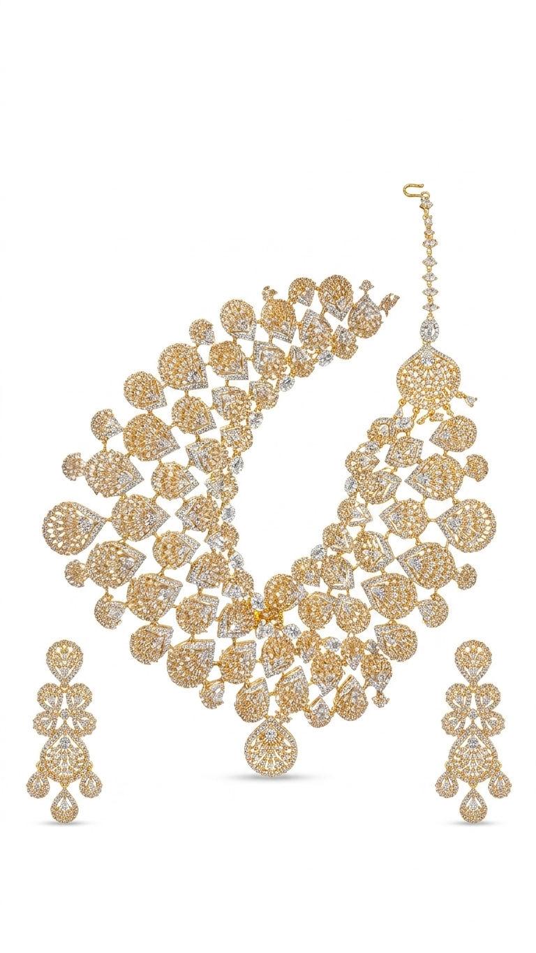 Royal Gold & Diamond Bridal Jewelry Set