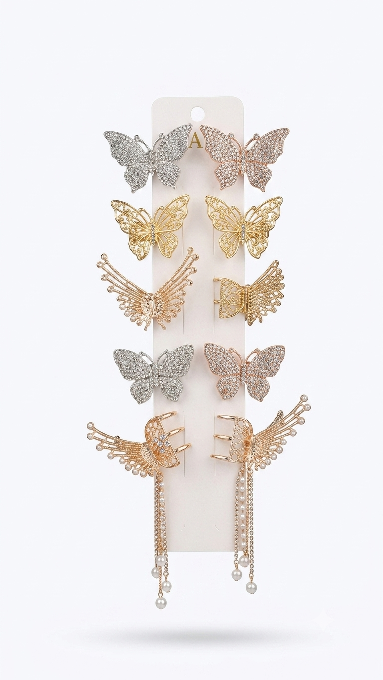 Butterfly-Themed Decorative Hair Claw Assortment