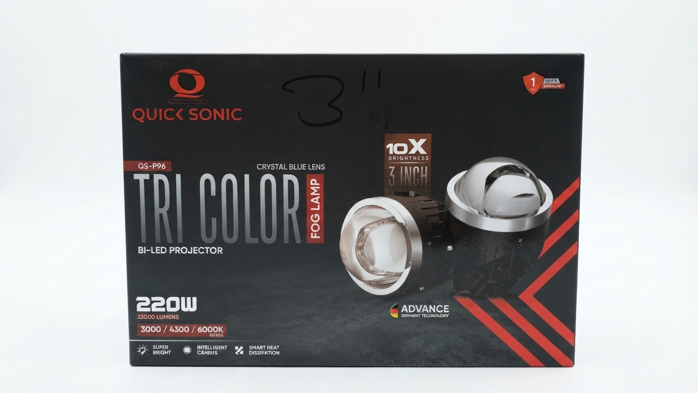 Quick Sonic QS-P96 Tri-Color Bi-LED Projector Fog Lamp