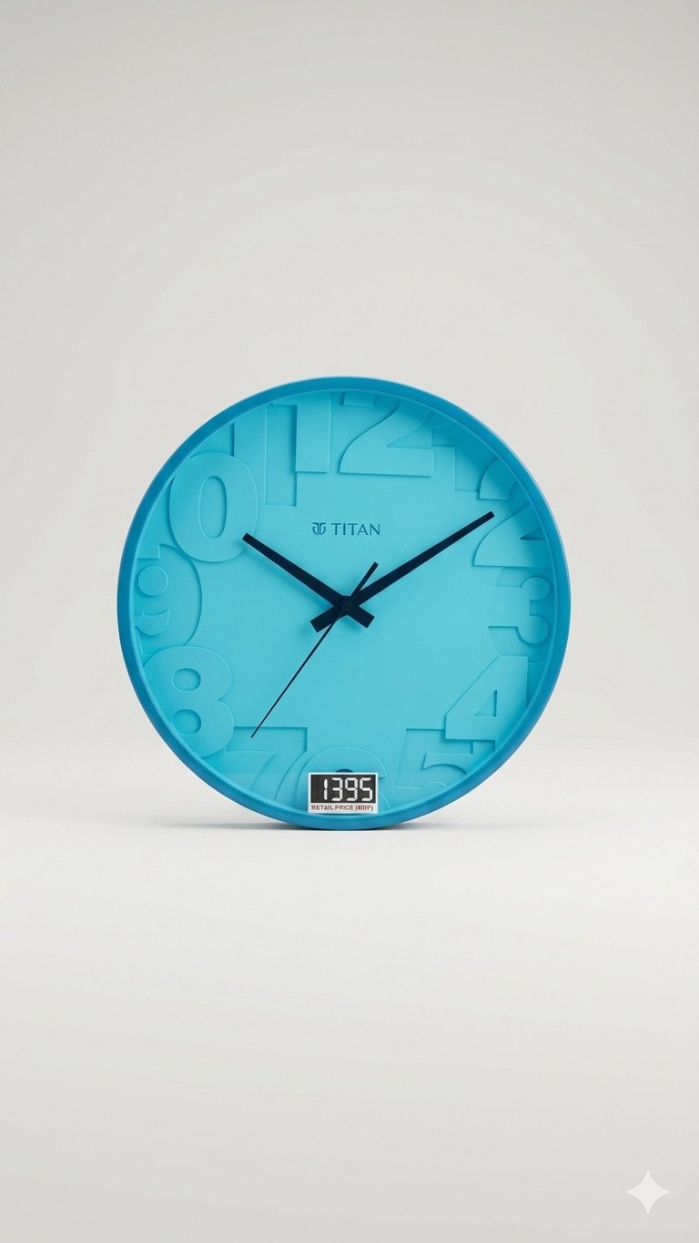 Titan Embossed Blue Contemporary Wall Clock