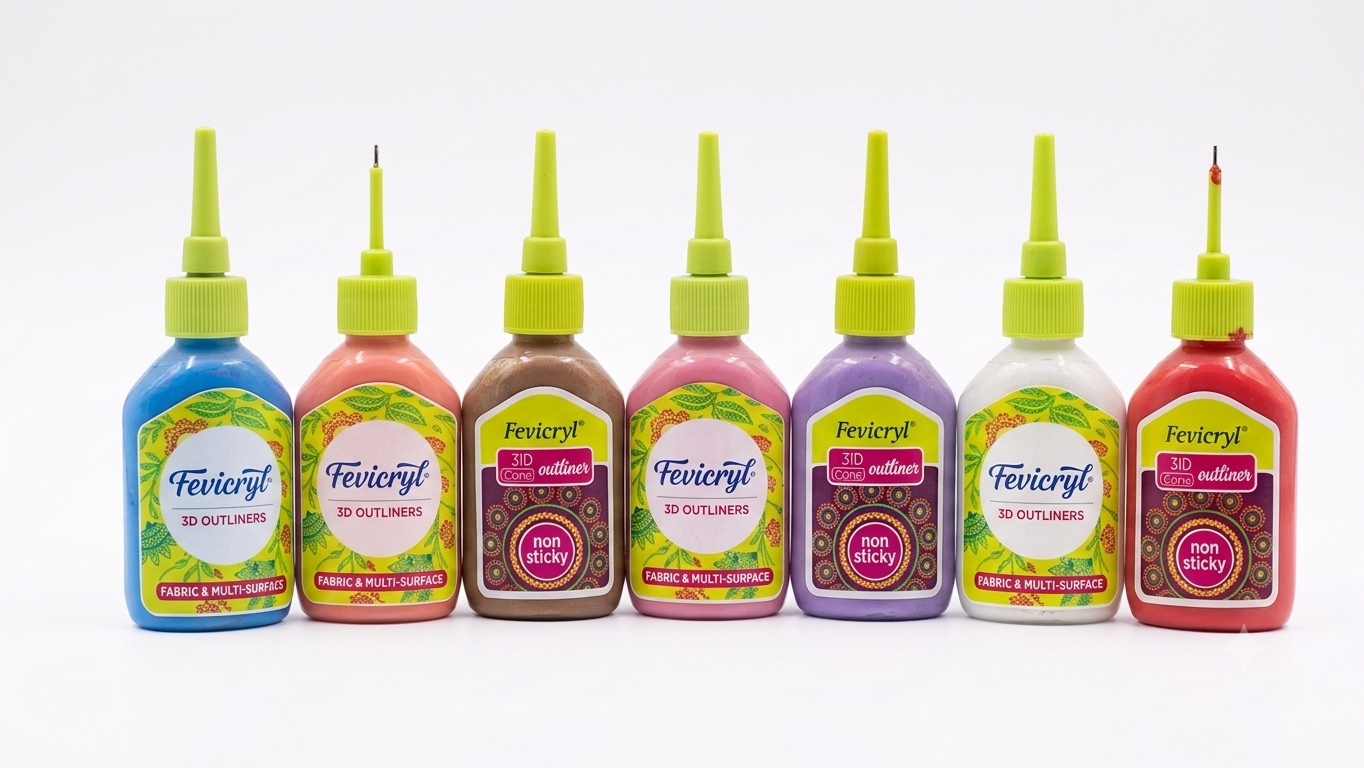 Fevicryl 3D Outliners - 7-Color Fabric & Multi-Surface Kit