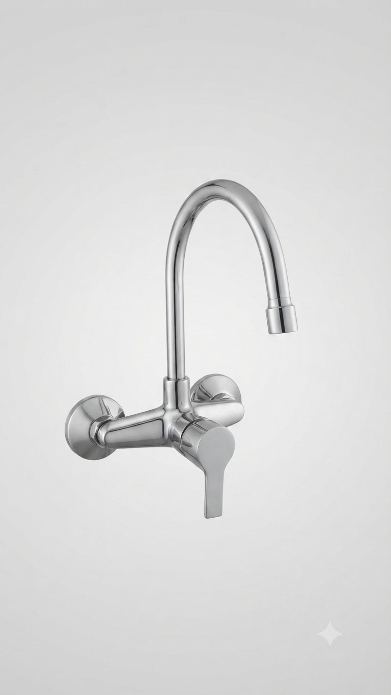 Wall-Mounted Sink Mixer with a Top Outlet