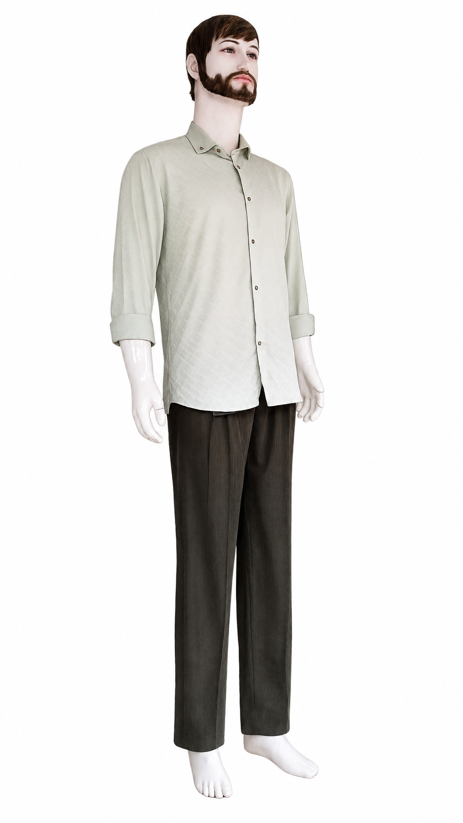 Men's Sage Green Textured Casual Shirt