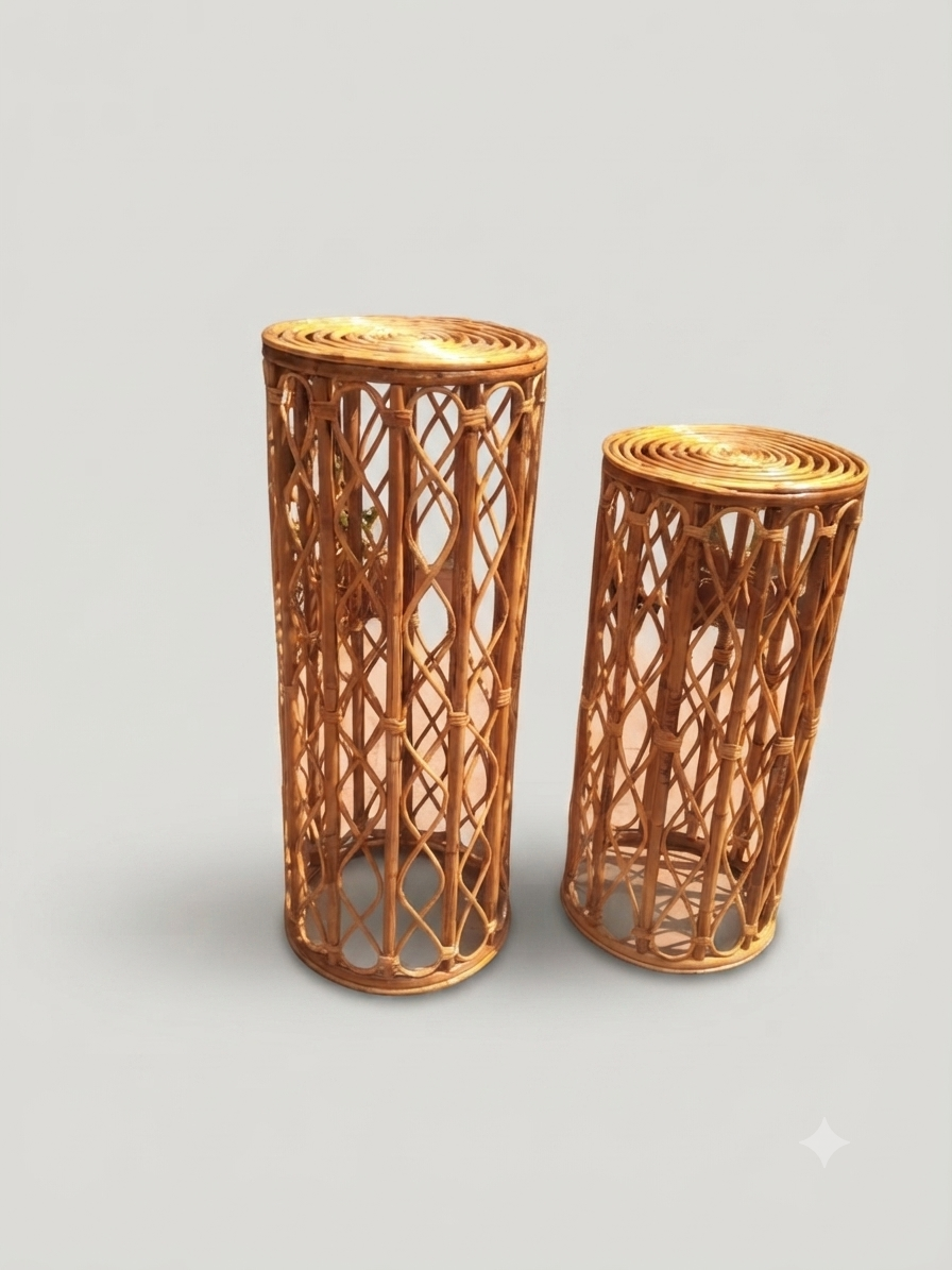 Rattan Display Stands / Plant Stands (Set of Two)