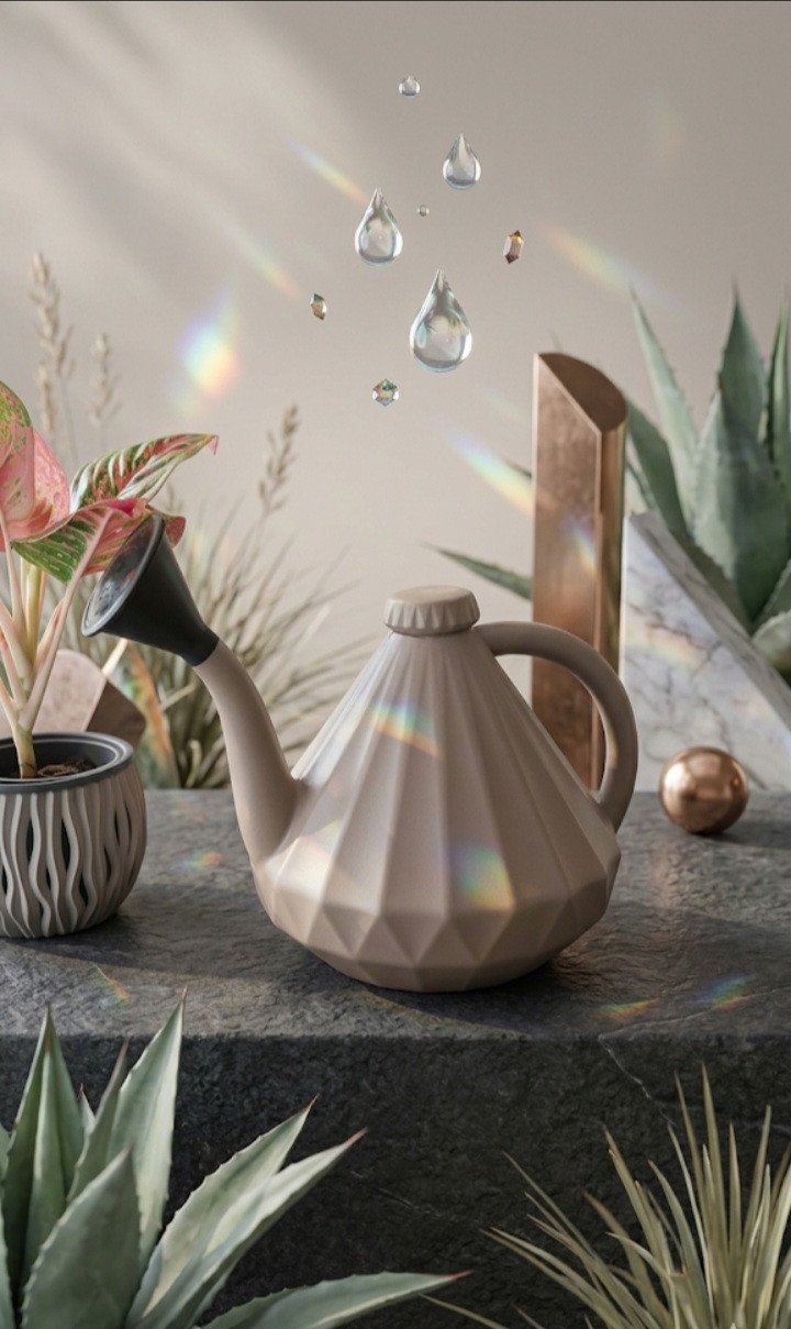 Geometric Diamond-Faceted Modern Watering Can