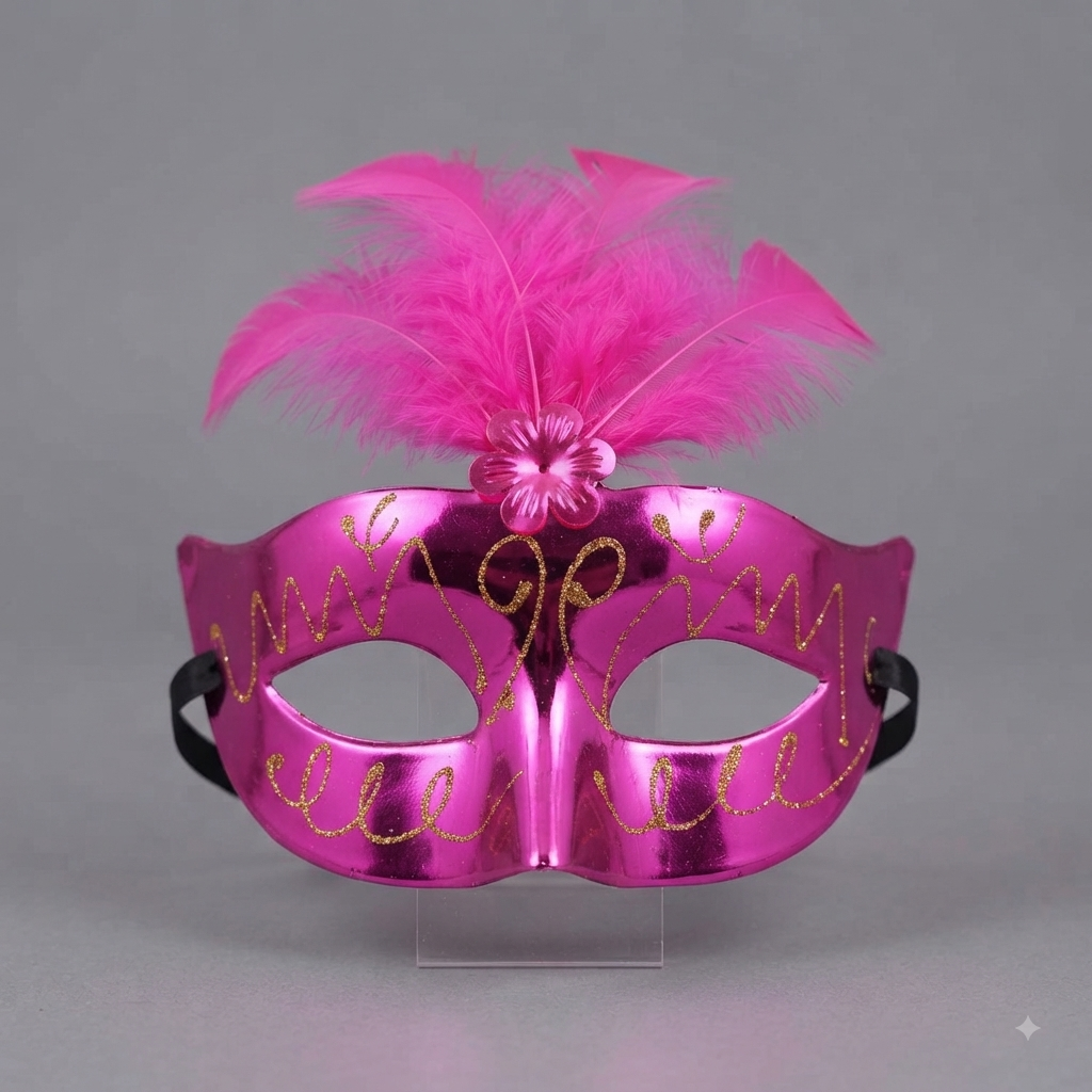 Pink Feathered Masquerade Mask