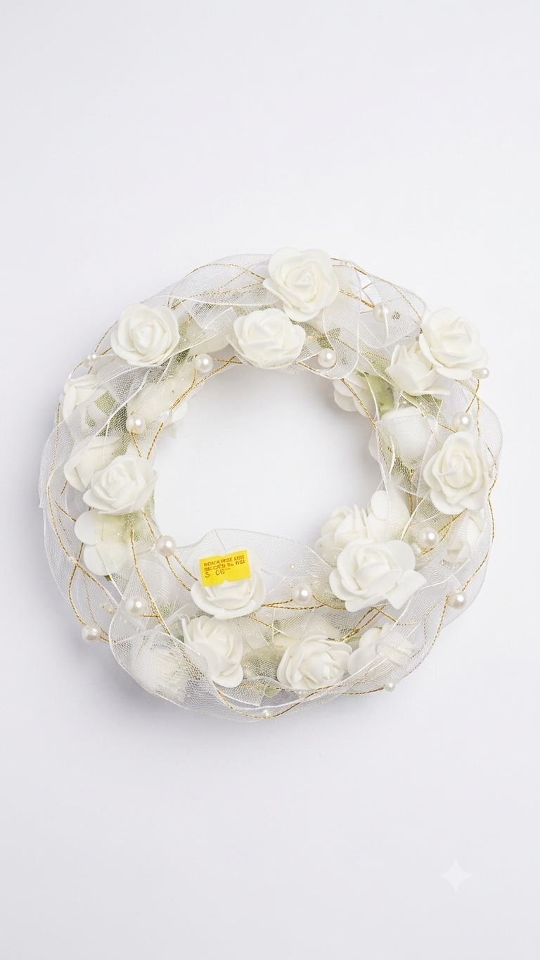 White Floral Crown/Headband with Pearl Accents