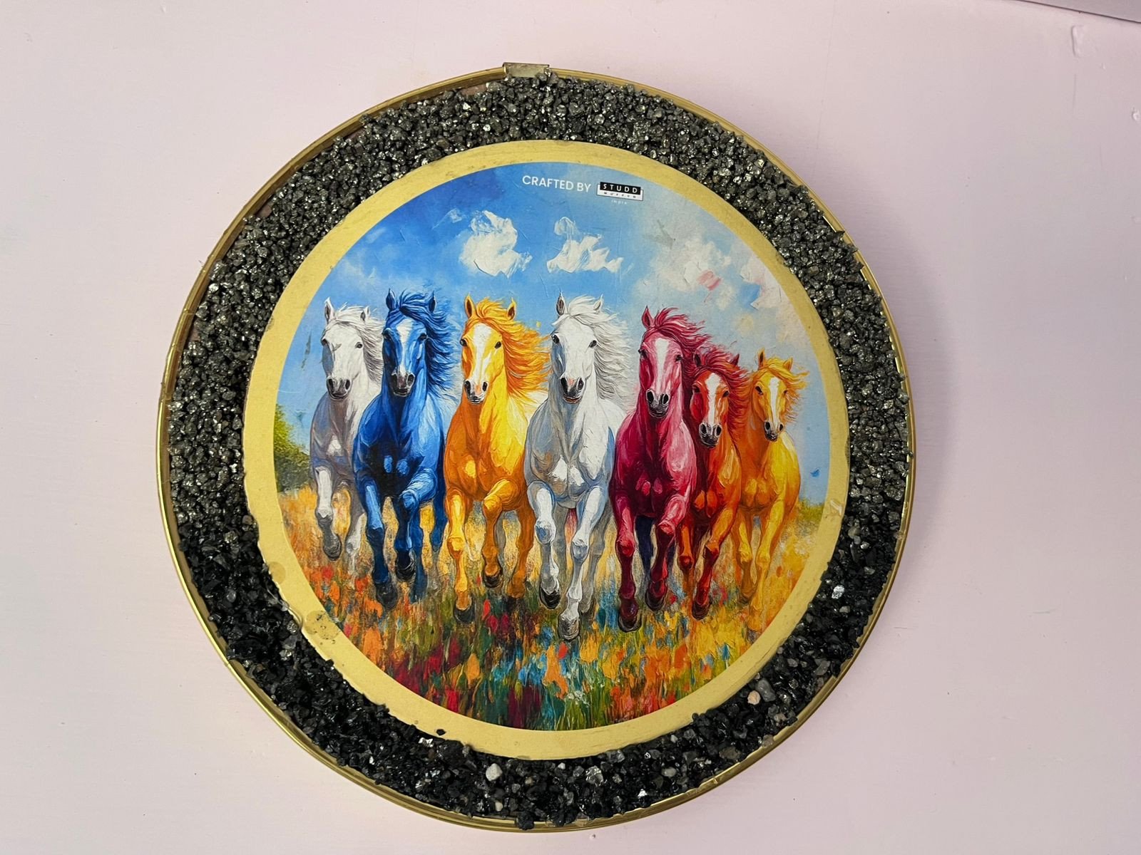 Seven Running Horses Decorative Wall Plaque ​Description