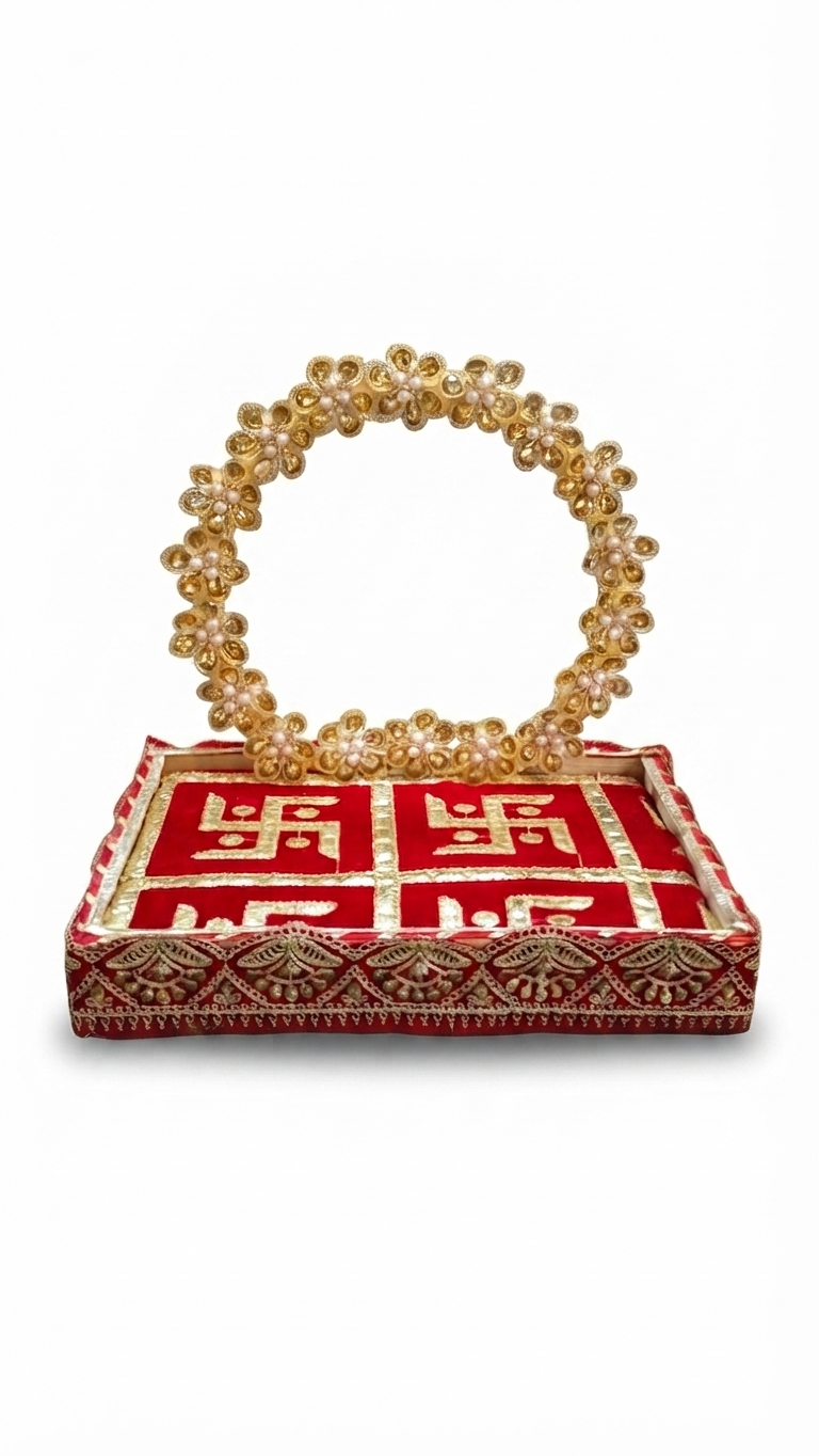 Red  Swastik Singhasan