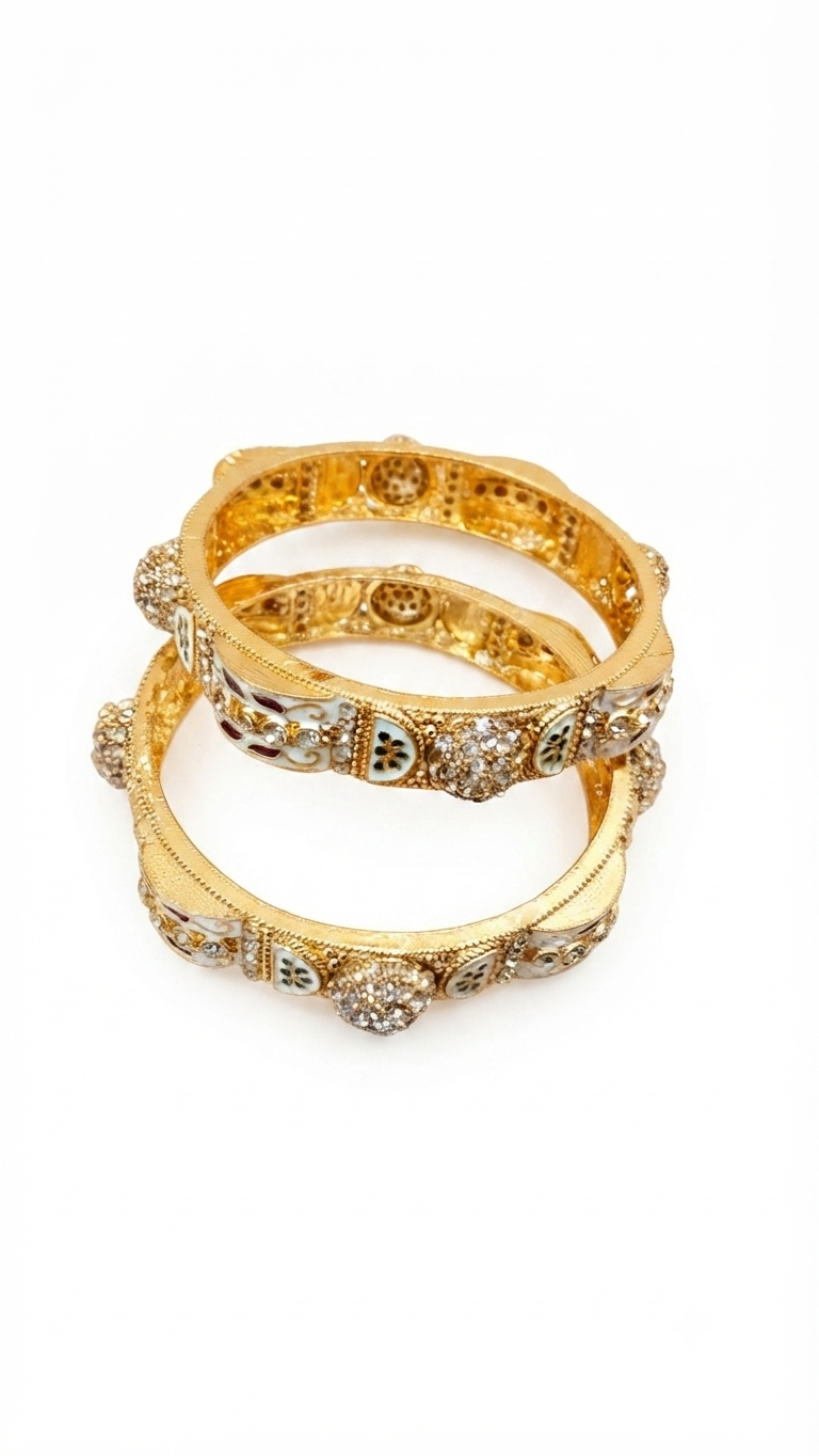 Enamelled & Stone-Studded Designer Bangles