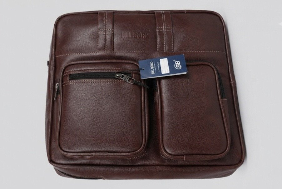 BILL BONO Men's Textured Brown Faux Leather Multipurpose Bag