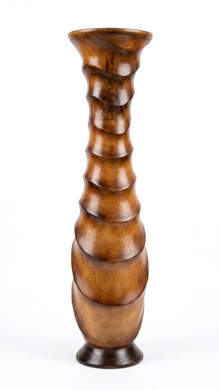 Stacked Spiral Mango Wood Vase